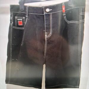 JNCO Black Jean Shorts with White Stitching